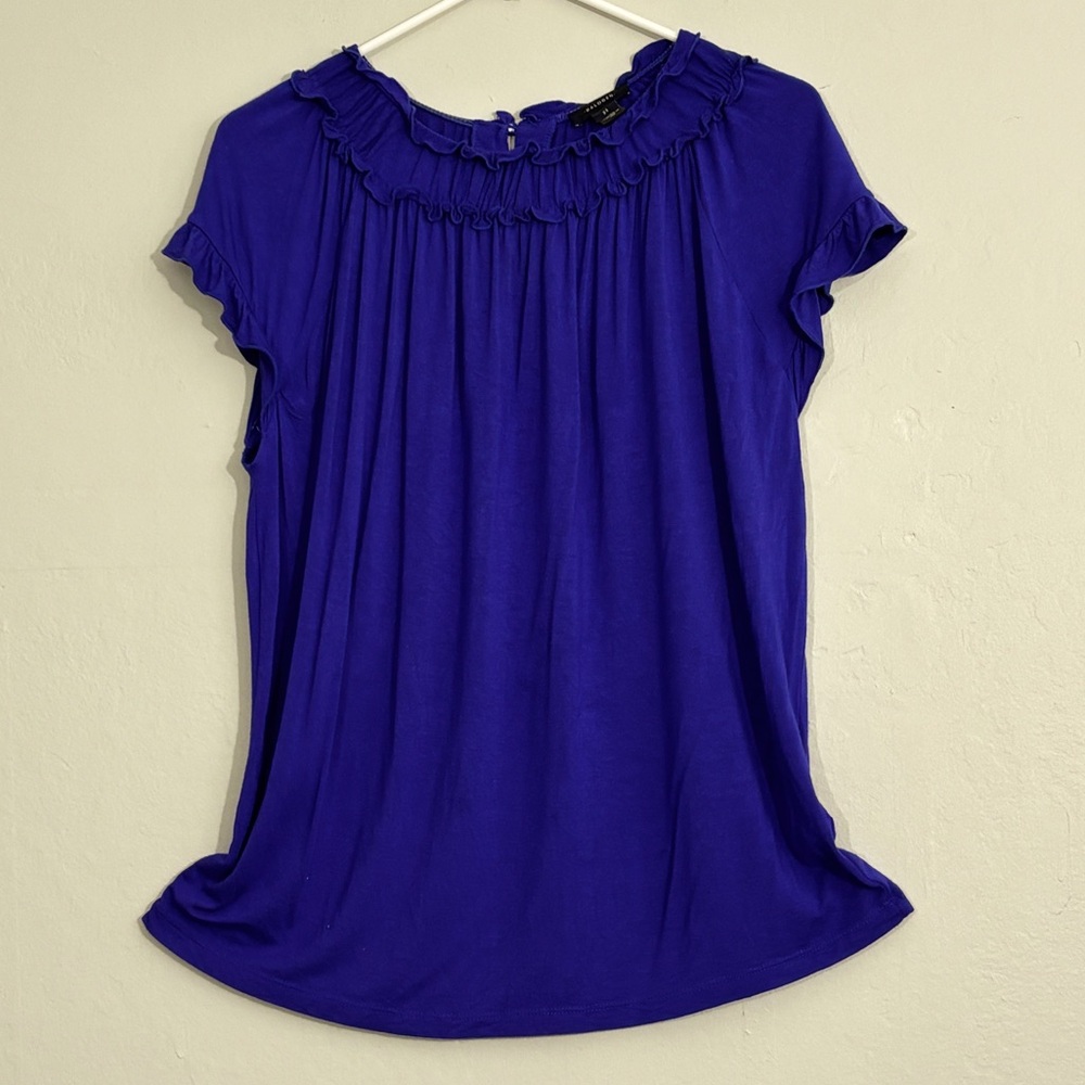 *Halogen purple ruffle stretch top XS